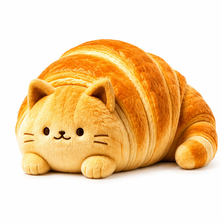 Croissant-Katzen-Plüschtier