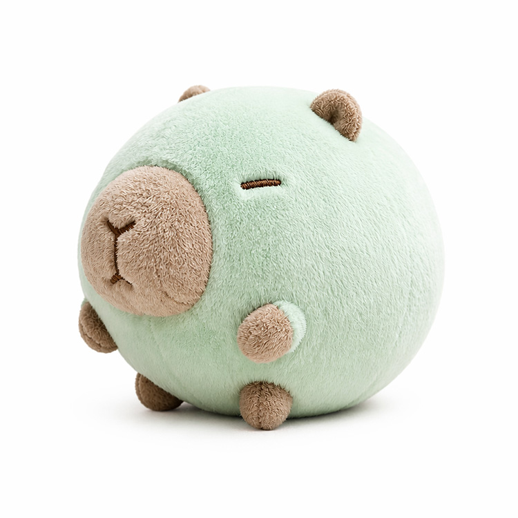Mintgrünes rundes Capybara-Plüsch-Kuschelkissen